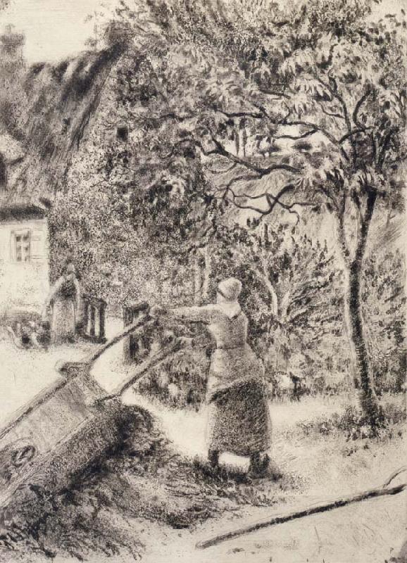 Camille Pissarro Woman emptying a wheelbarrow oil painting picture